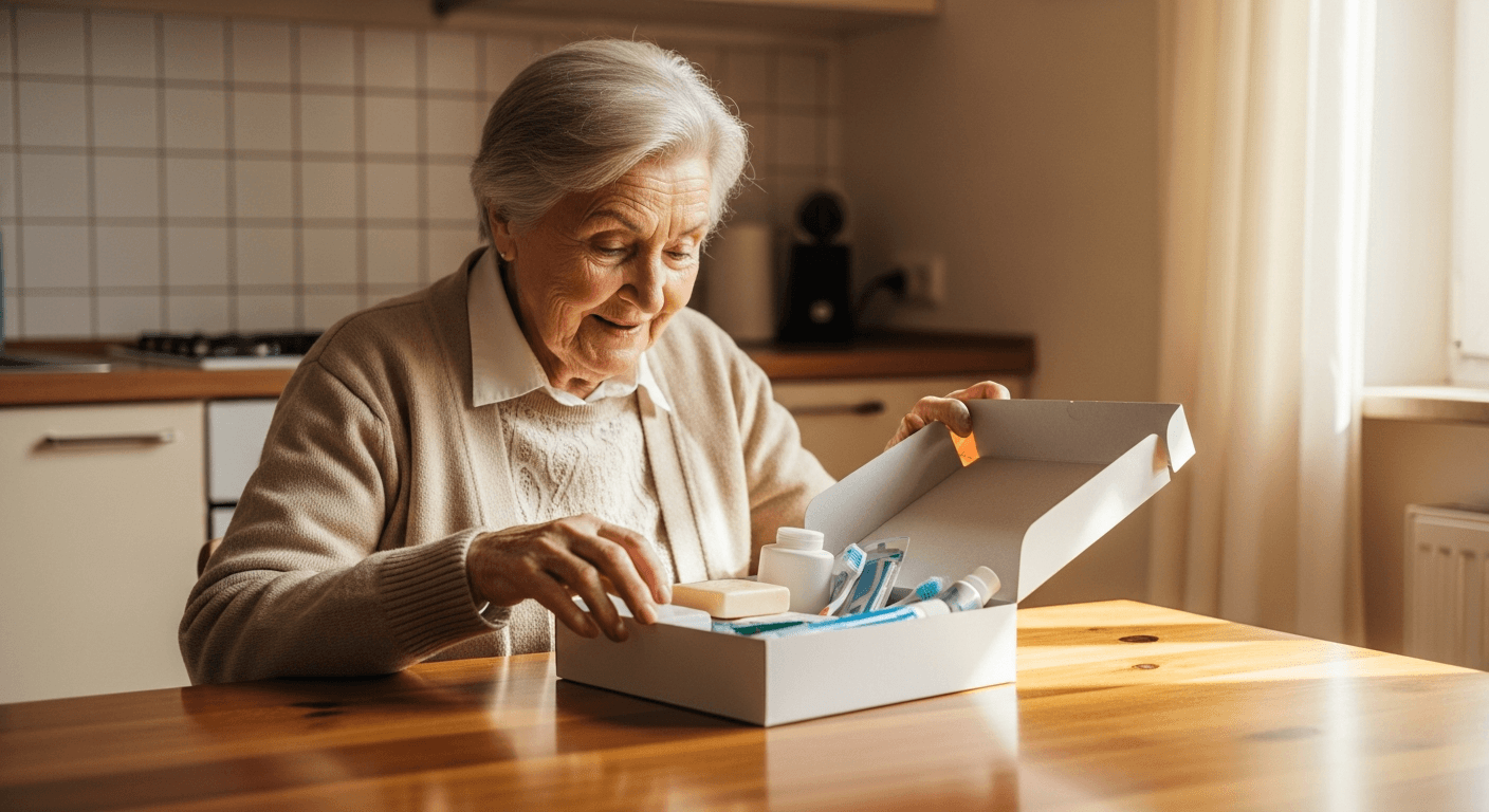 Pflegebox auspacken
